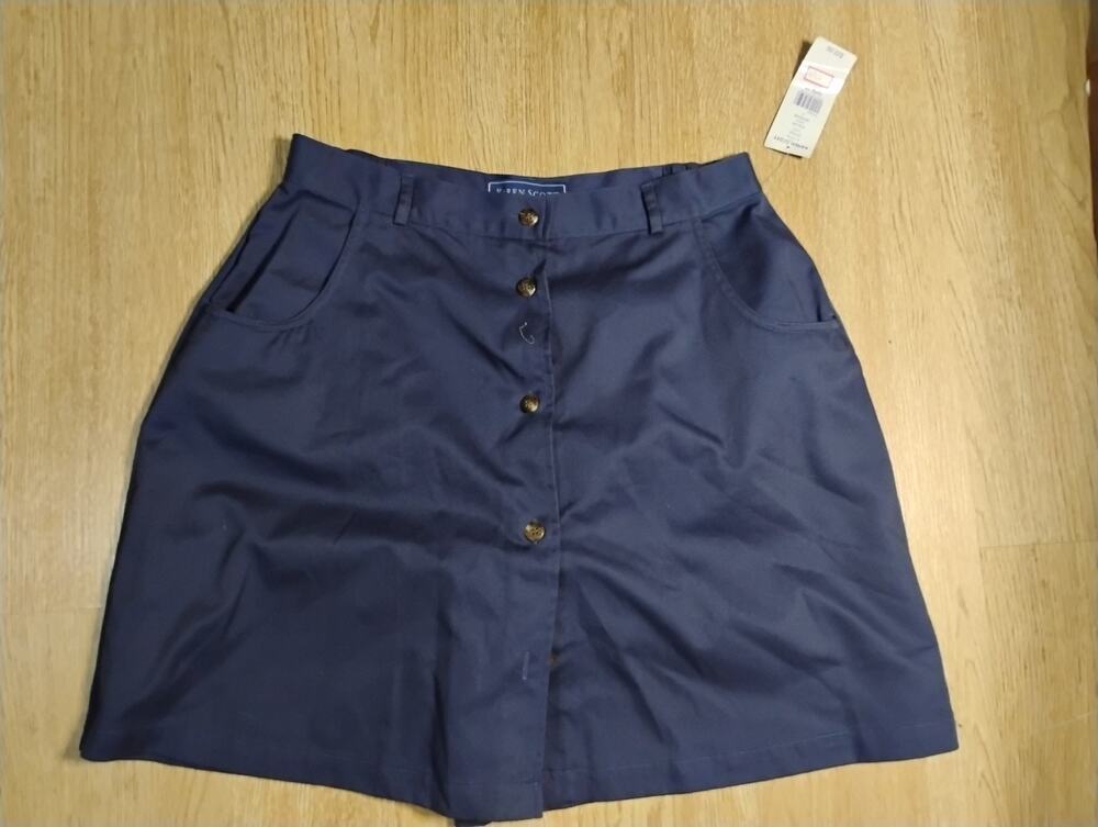 Karen & Scott A-Line Skort Womens 1 Navy Blue Cotton Stretch Lined Preppy
